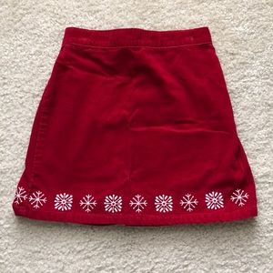 Gorgeous red LL Bean embroidered corduroy skirt